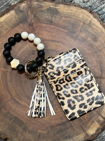 Silicone Bangle with Vegan Leather Credit Card - VBCC - Leopard