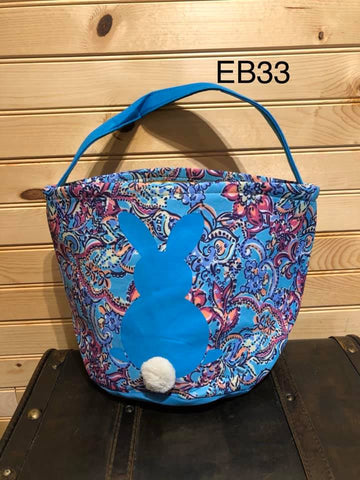 Easter Basket - EB33 - Blue Paisley Bunny