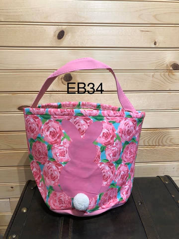 Easter Basket - EB34 - Roses / Pink Bunny