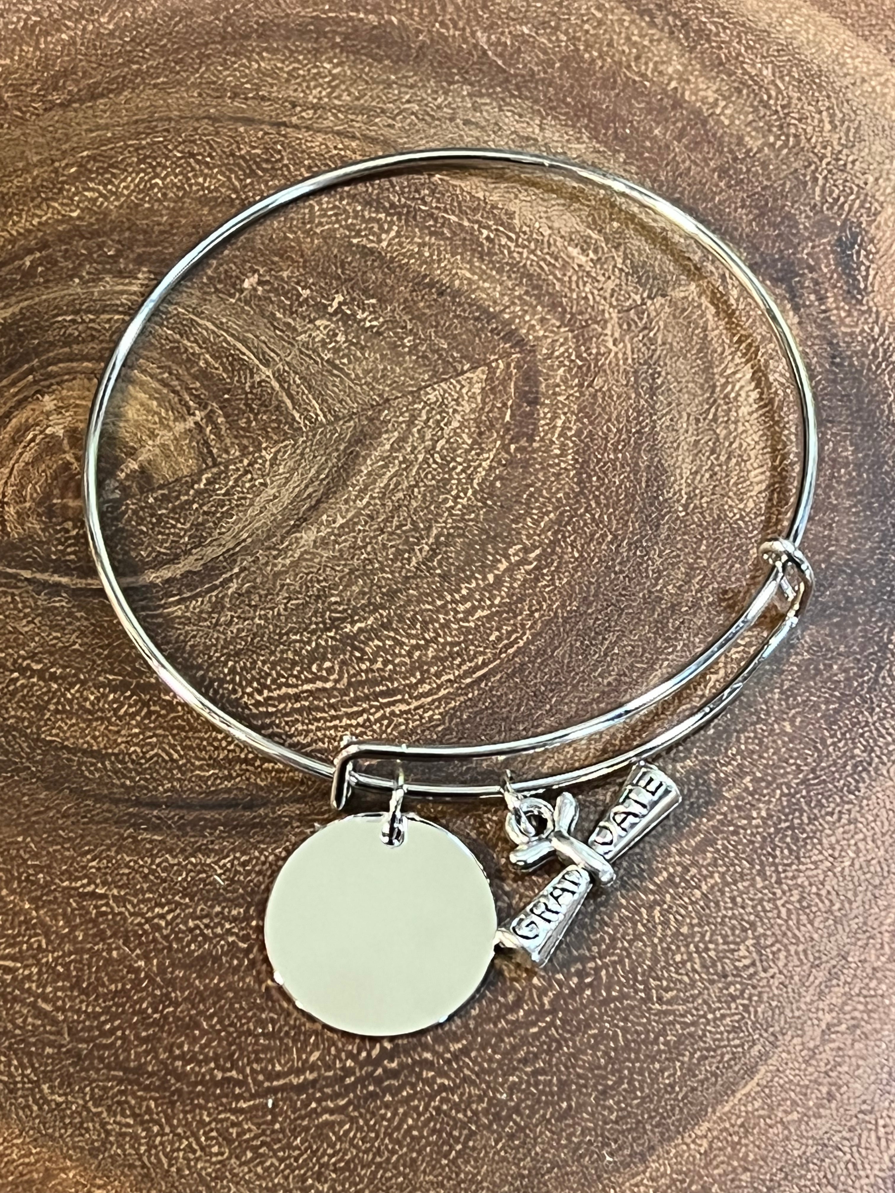 Metal Graduation Bracelet - Has Diploma and a disc for personalization.