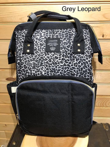 Diaper Backpack - Grey / Leopard