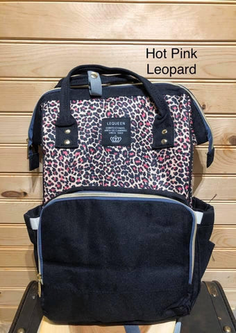 Diaper Backpack - Hot Pink / Leopard