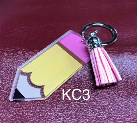 Keyring - Pencil with Pink Eraser and Tassel