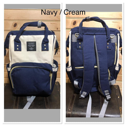 Diaper Backpack - Navy / Cream