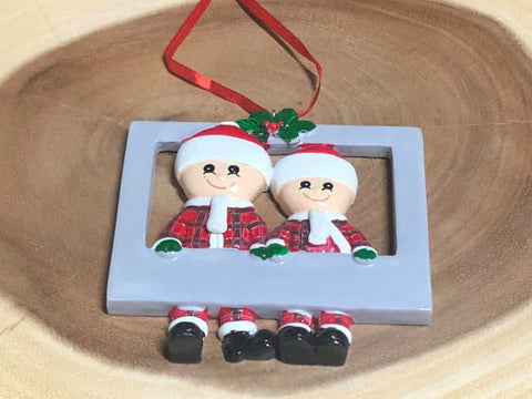 Resin Christmas PJ Ornaments.  Family of 2