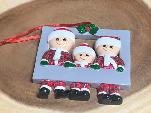 Resin Christmas PJ Ornaments.  Family of 3