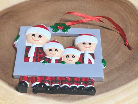 Resin Christmas PJ Ornaments.  Family of 4