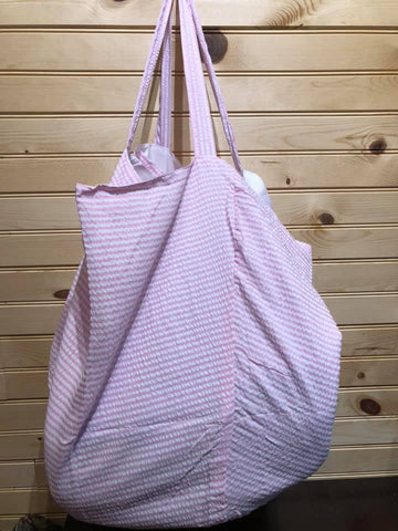 Seersucker Hobo Beach Bag - Pink