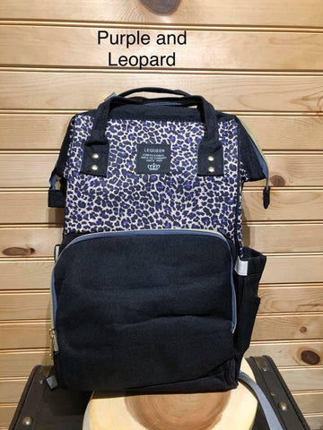 Diaper Backpack - Purple / Leopard
