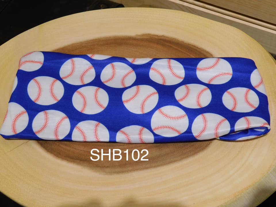 Sports Head Bands - Baseball on Blue