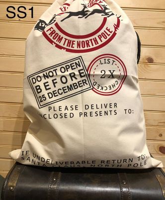 Santa Sack - SS1 - White Double Red Circle w/ Sleigh Through