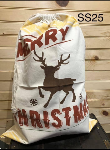 Santa Sack - SS25 -  Merry Christmas Reindeer