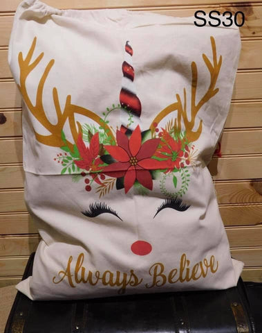 Santa Sack - SS30 - Unicorn with Red and White Horn