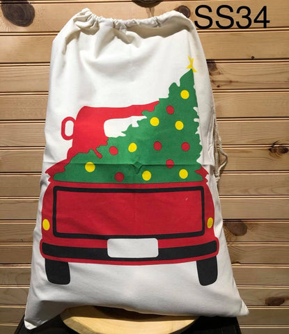 Santa Sack - SS34 - Red Truck with Lighted Christmas Tree