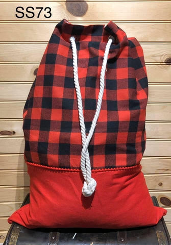 Boutique Gift Sack -  Red Buffalo with Rope Drawstring