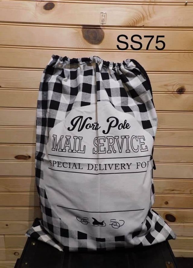 Boutique Style Santa Sack - SS75 - White Buffalo "North Pole Mail Service