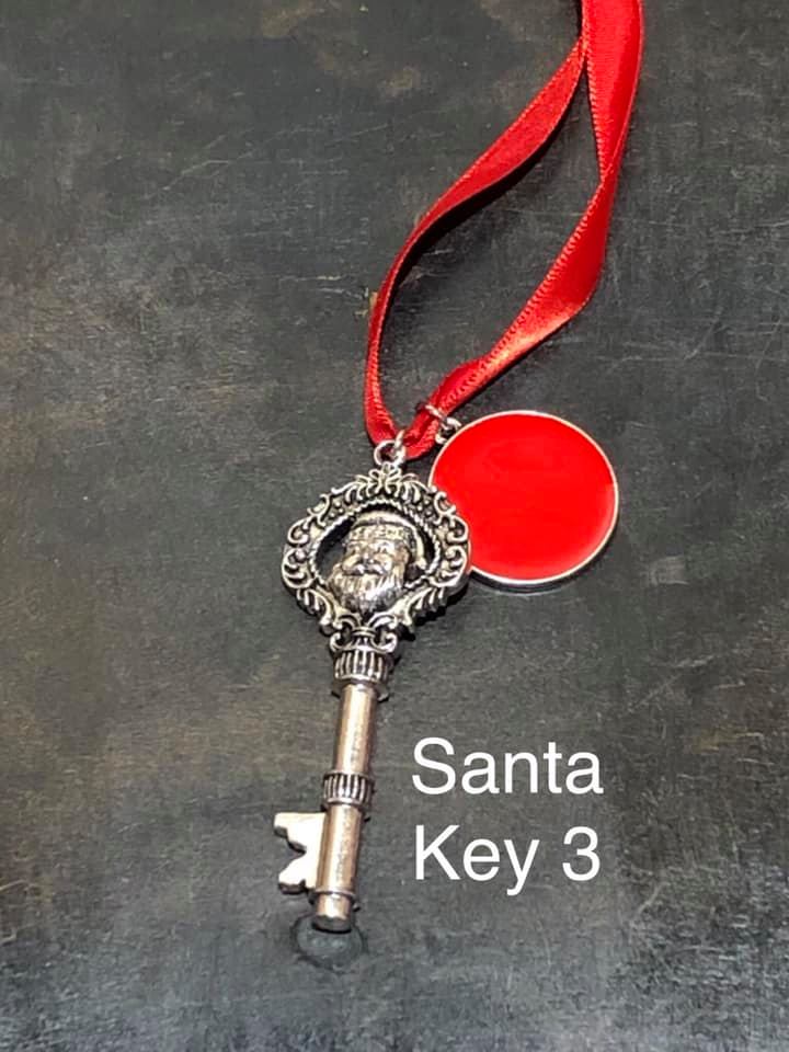 Santa Key #3 - Silver with Red Monogram Circle