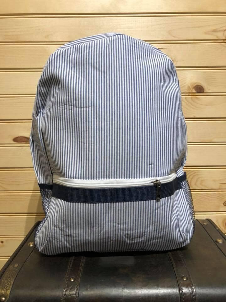 Seersucker Backpack - Navy