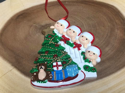 Resin Christmas Tree Ornaments.  Family of 4
