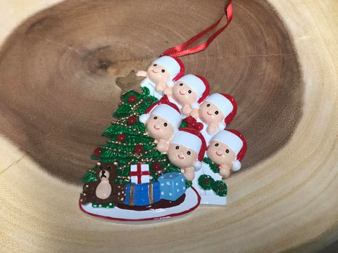 Resin Christmas Tree Ornaments.  Family of 6