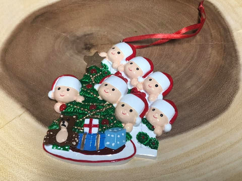 Resin Christmas Tree Ornaments.  Family of 7