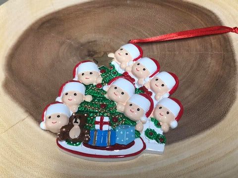 Resin Christmas Tree Ornaments.  Family of 9