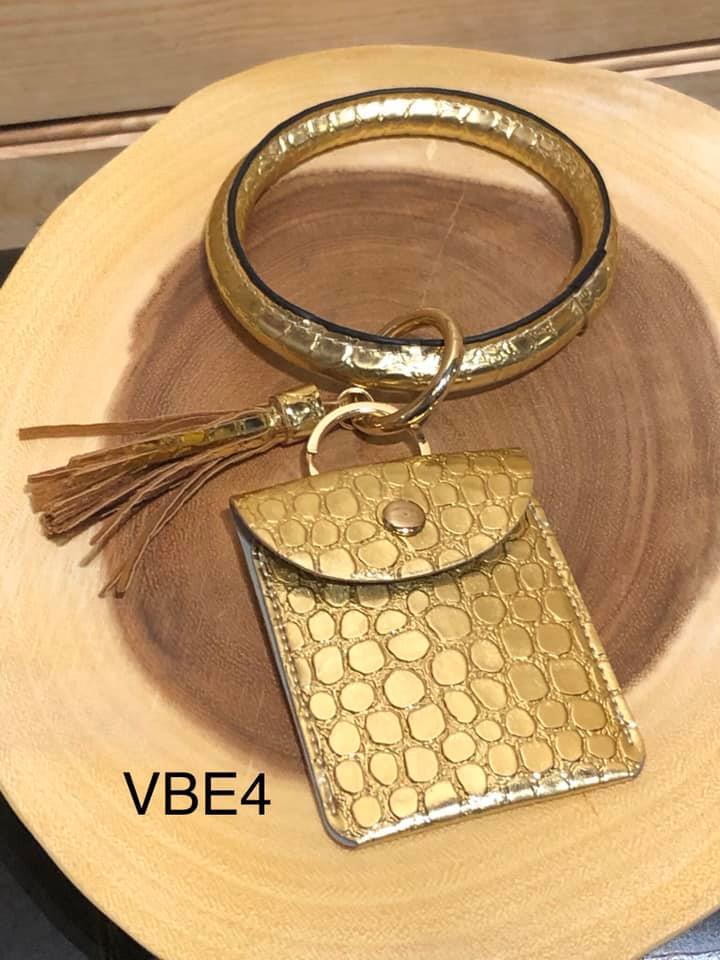 Vegan Leather Bangle with envelope pouch - Gold