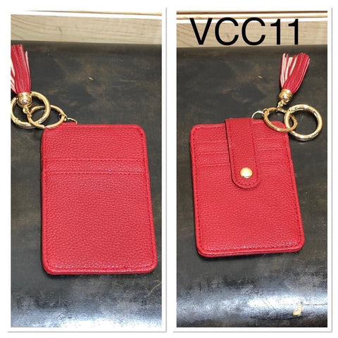 Vegan Leather Credit Card keyring - VCC11 - Red