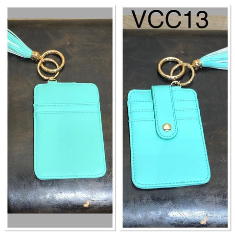Vegan Leather Credit Card keyring - VCC13 - Teal