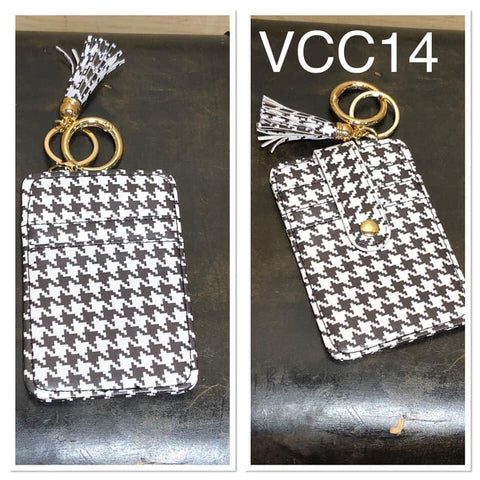 Vegan Leather Credit Card keyring - VCC14 - Houndstooth