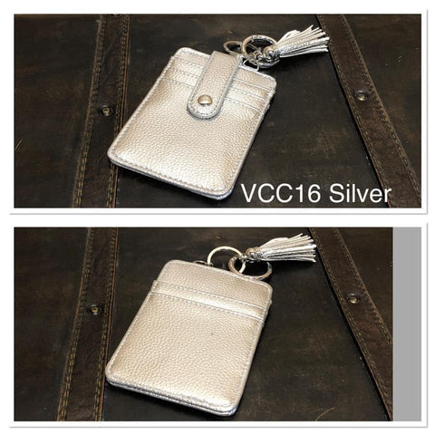 Vegan Leather Credit Card keyring - VCC16 - Silver