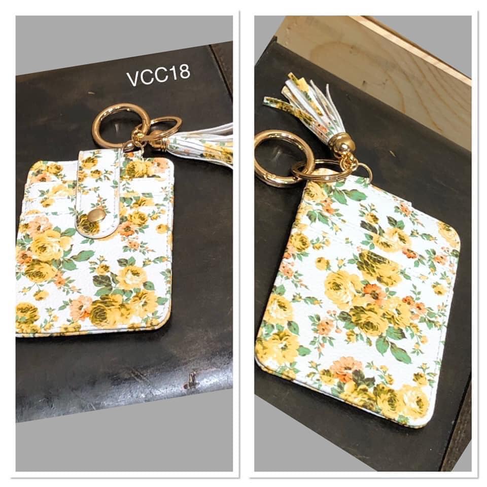 Vegan Leather Credit Card keyring - VCC18 - Yellow Roses