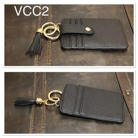 Vegan Leather Credit Card keyring - VCC2 - Black
