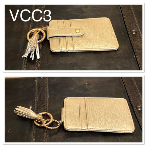 Vegan Leather Credit Card keyring - VCC3 - Champagne