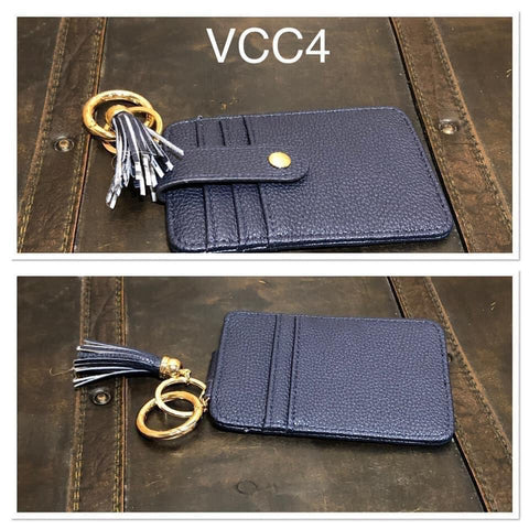 Vegan Leather Credit Card keyring - VCC4 - Navy