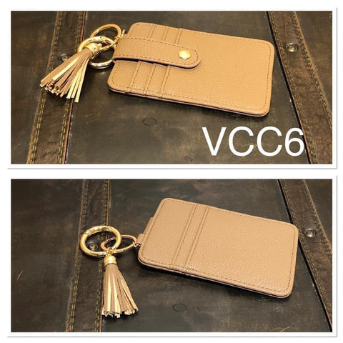 Vegan Leather Credit Card keyring - VCC6 - Taupe
