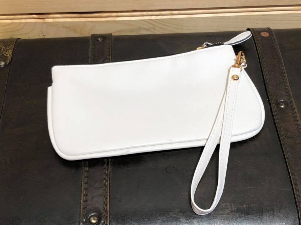 Vegan Leather Wristlet - White