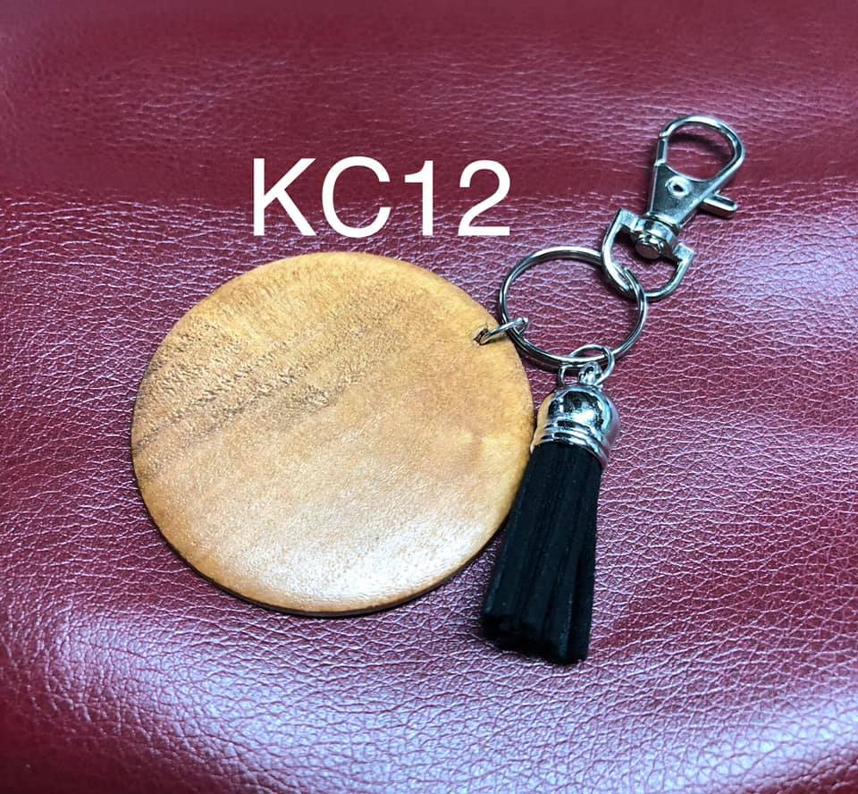 Keyring - Wood Disc with Clip