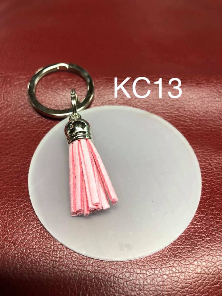 Keyring - Clear Acrylic with Pink Tassel