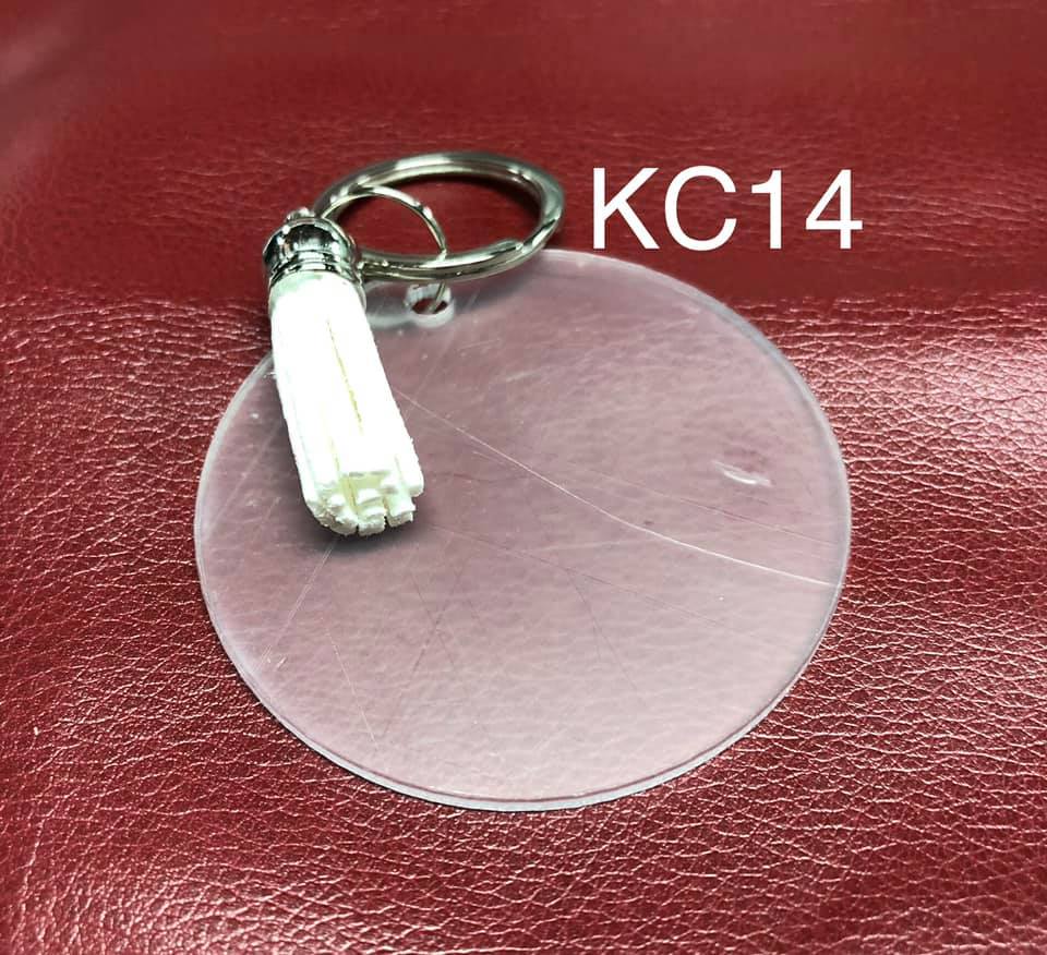 Keyring - Clear Acrylic with White Tassel