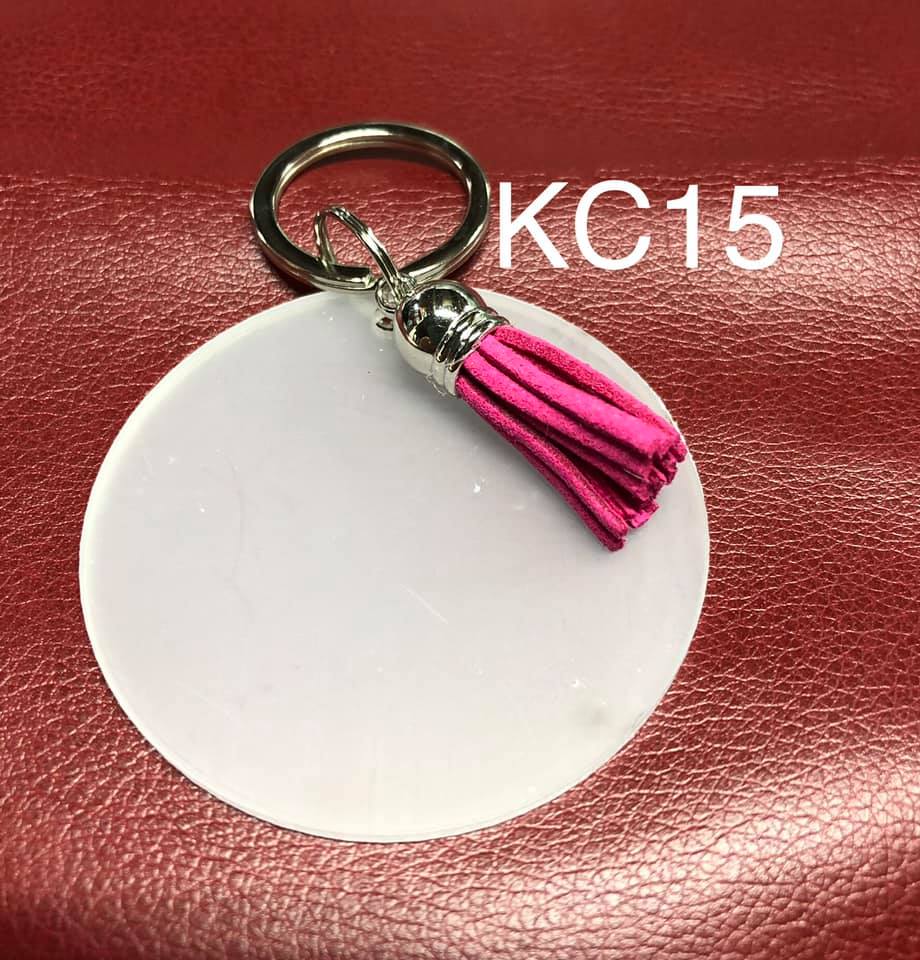 Keyring - Clear Acrylic with Hot Pink Tassel