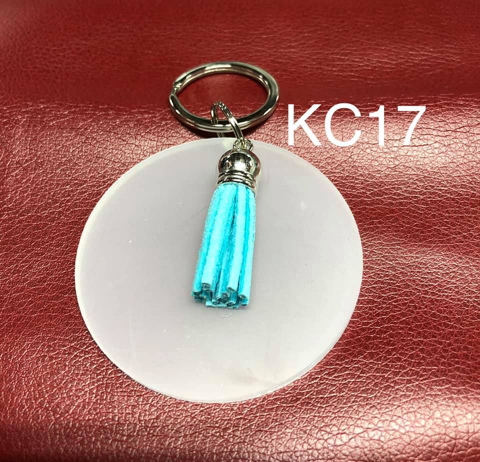 Keyring - Clear Acrylic with Teal Tassel