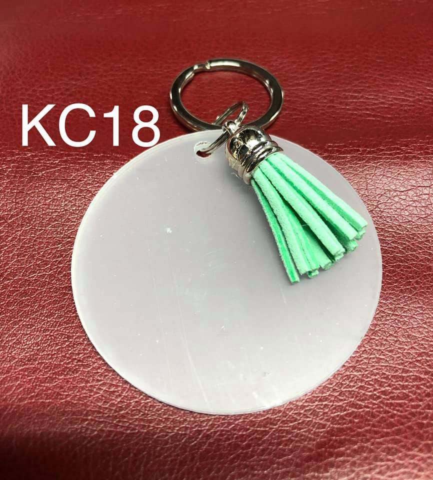 Keyring - Clear Acrylic with Mint Tassel