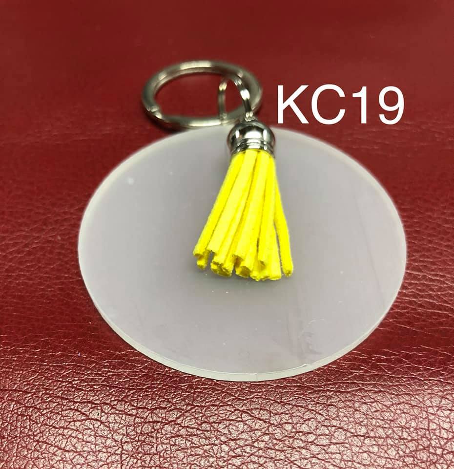 Keyring - Clear Acrylic with Yellow Tassel