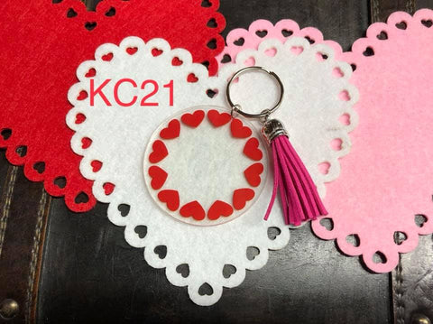 Keyring - Clear Acrylic with Heart  circle
