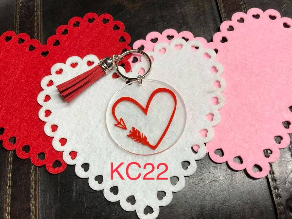 Keyring - Clear Acrylic with Heart and Arrow in  Heart Shape