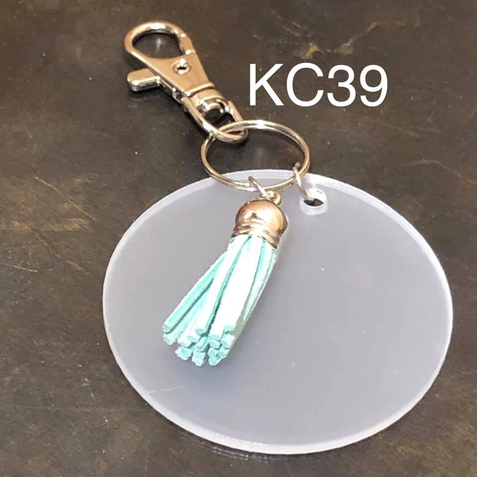 Keyring - Clear with Clip and Mint tassel